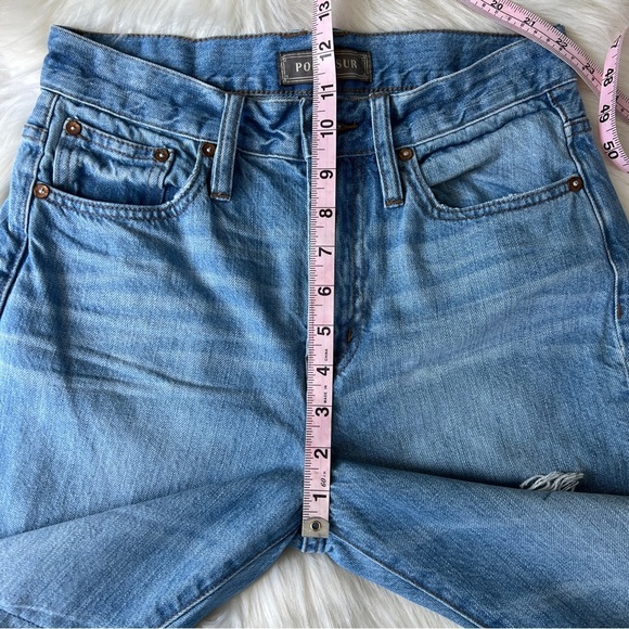 J. Crew Point Sur High Rise Retro Denim Distressed Light Wash Raw Hem Size 26 - Picture 14 of 16
